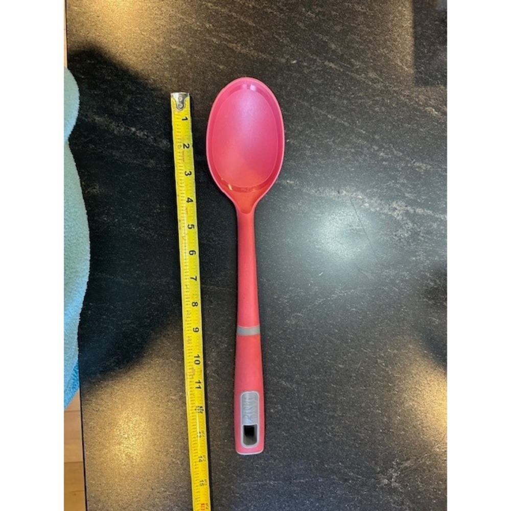 Tasty Solid Spoon, Heat Resistant Nylon, Dishwasher Safe, Basting Spoon, Red